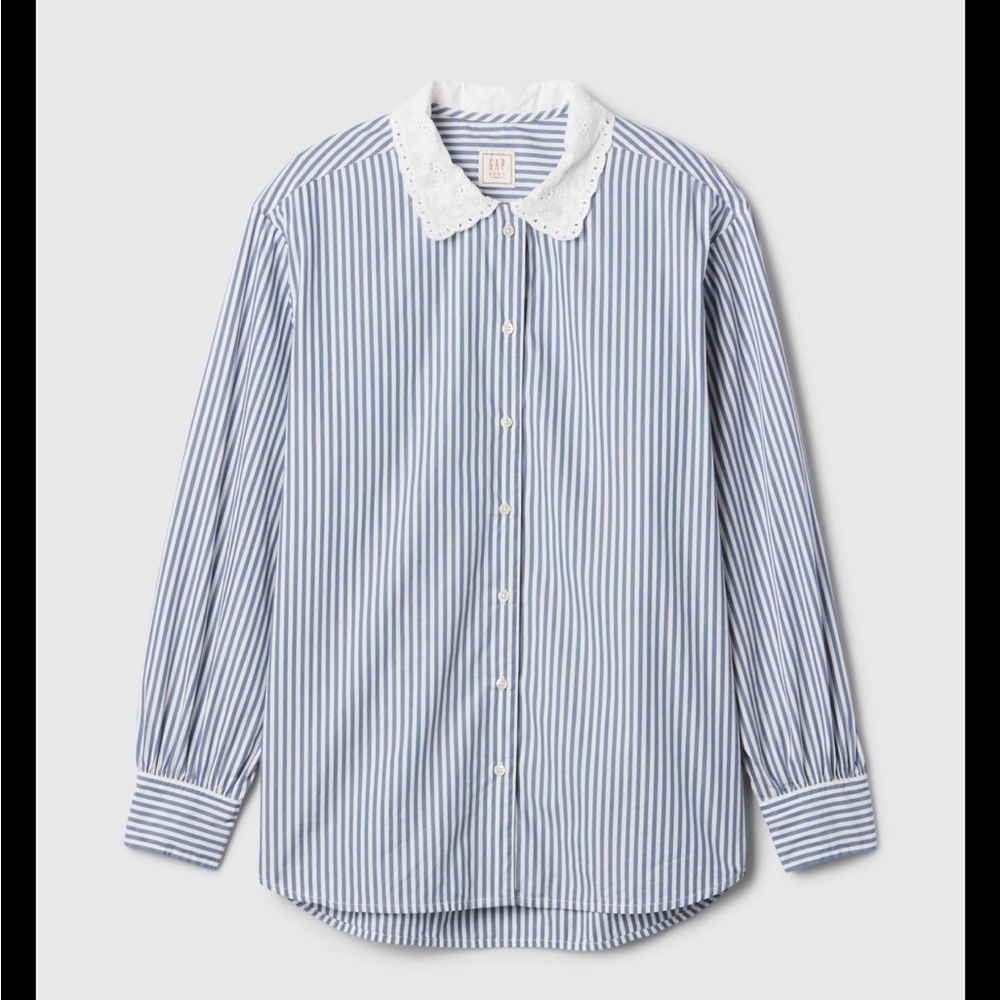 Gap x Doen collaboration Navy Striped Button Down Shirt size small